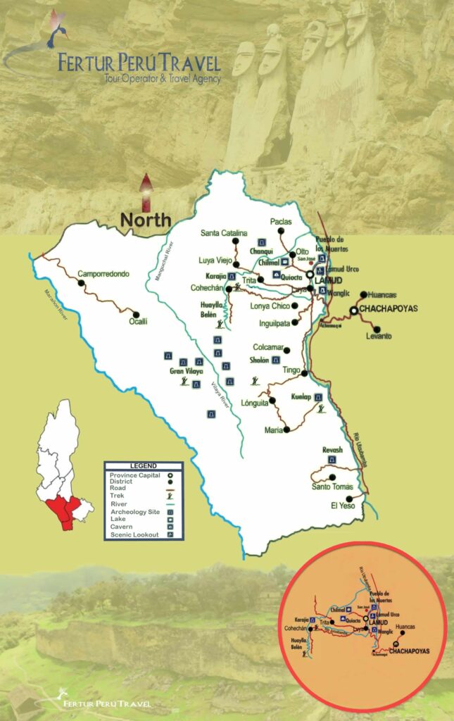Mapa turístico de la región de Chachapoyas