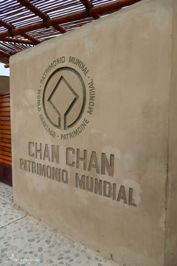Chan Chan, the largest pre-Columbian city in South America and a UNESCO World Heritage Site, featuring intricate adobe reliefs and ceremonial plazas of the ancient Chimú civilization near Trujillo, Peru.
