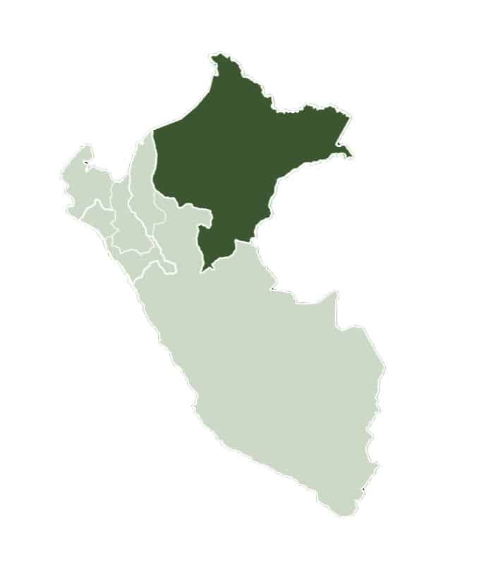 Map graphic showing the location of Iquitos, Dept of Loreto within Peru